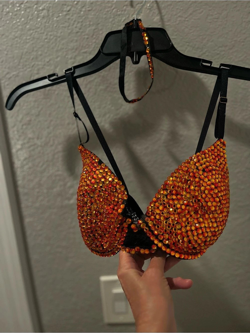 Dance - BRA Adorned in Orange Yellow Swarovski Rhinestones